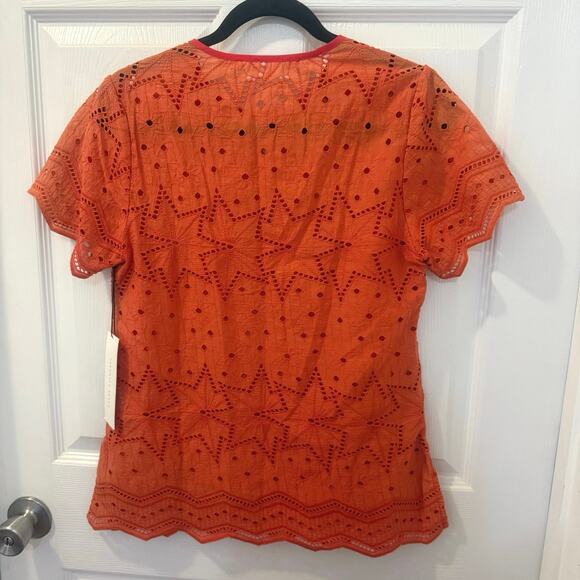Veronica Beard Red Eyelet Star Tee‎ Top – Size 0 - Picture 6 of 10